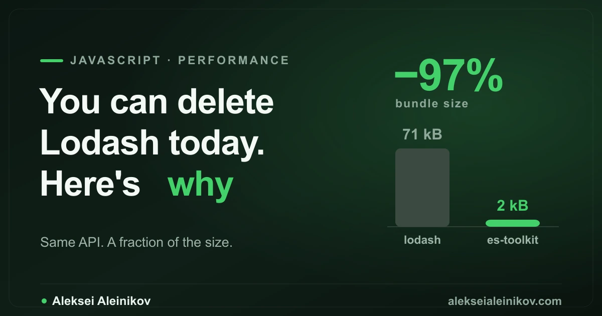 es-toolkit in 2026: The Lodash Replacement That's 2× Faster and 97% Smaller